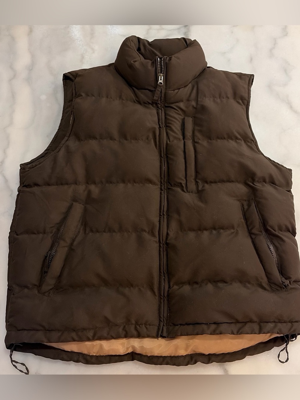 St. John's Bay Brown Quilted Puffer Vest - Sleeveless Zip Front